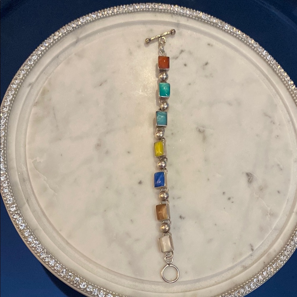 925 Mexico Sterling Silver Multicolor  Bracelet
